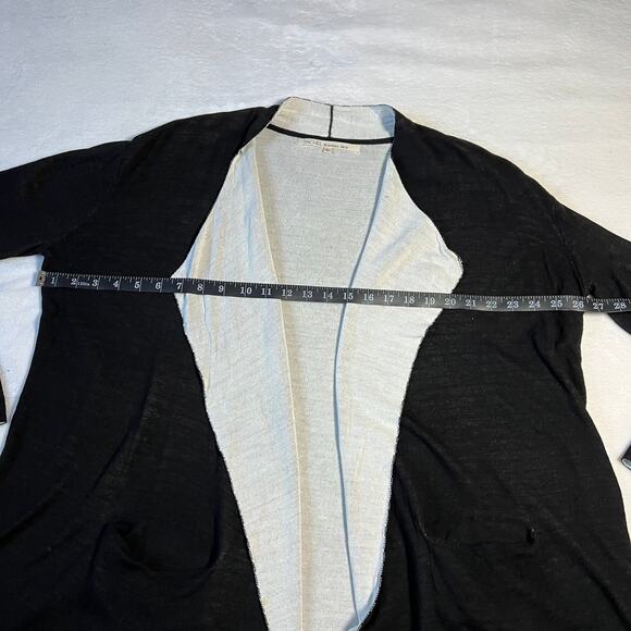 Women's Black and White Open Front Cardigan - Picture 8 of 12